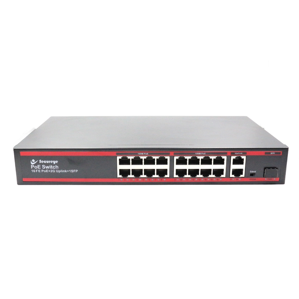 Secureye Poe Switch 16 Port (16 Normal Poe + 2 Gigabit Uplink + 1 SFP) S-16FE-2UG-1UF-300W view 2